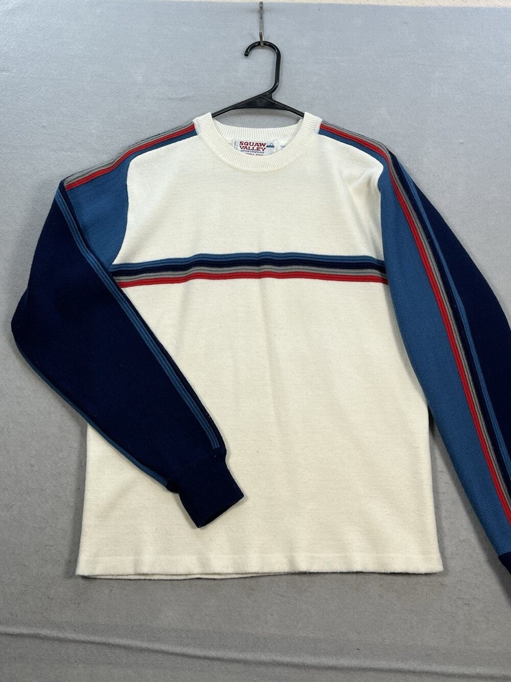 Vintage Squaw Valley Pebble Beach Mens M Ski Sweater USA Colorblock Striped 80s
